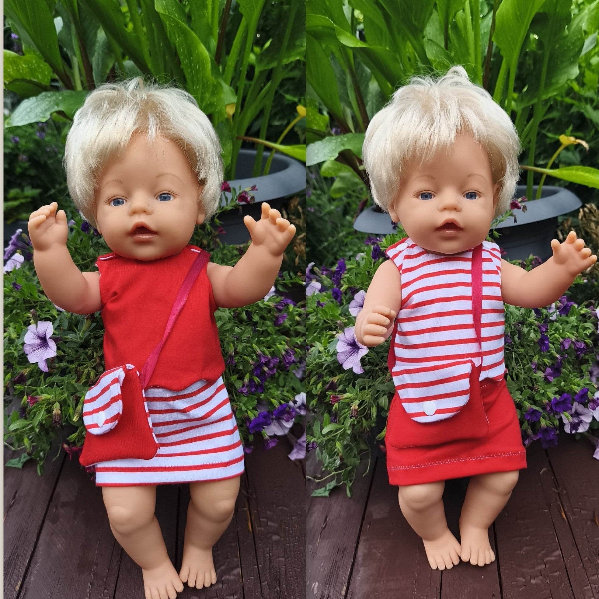 Stickdatei Puppenkleidung für Baby Puppe ca. 43cm Sommer Set 2554 - Sewando