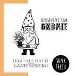 Plotterdatei - Gartenzwerg mit Blumentopf und Schriftzug - Sewando
