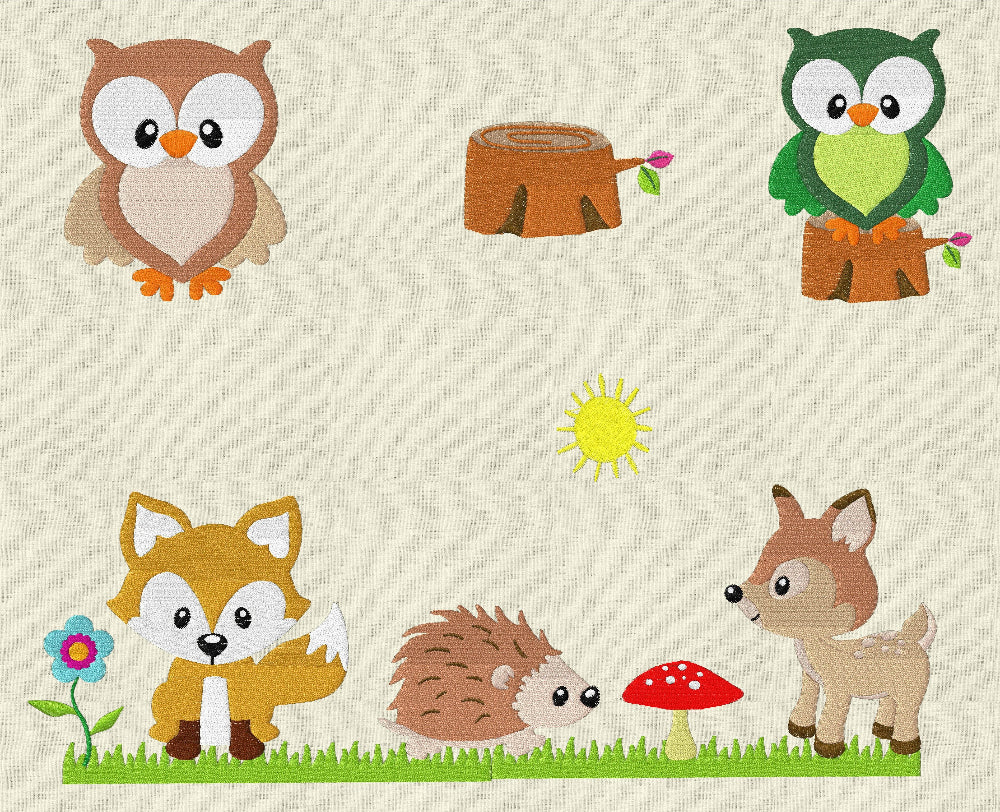 Stickdatei Tiere im Wald Set 131 Waldtiere - Sewando
