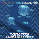MANTA RAY - ROCHEN - Sea Life DIGI PAPER, Nahtloser Druck - Sewando