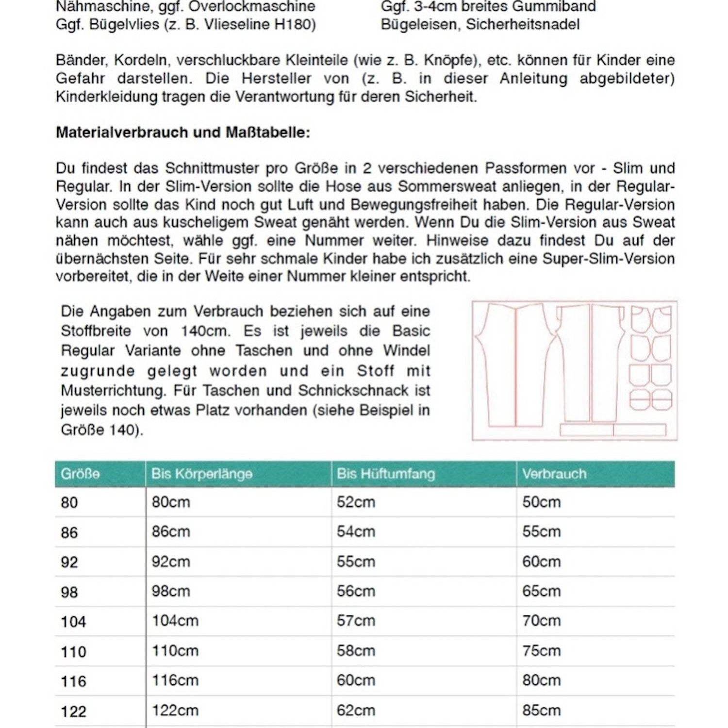 Schnittmuster Hose WomButt Gr. 80-140 - Sewando