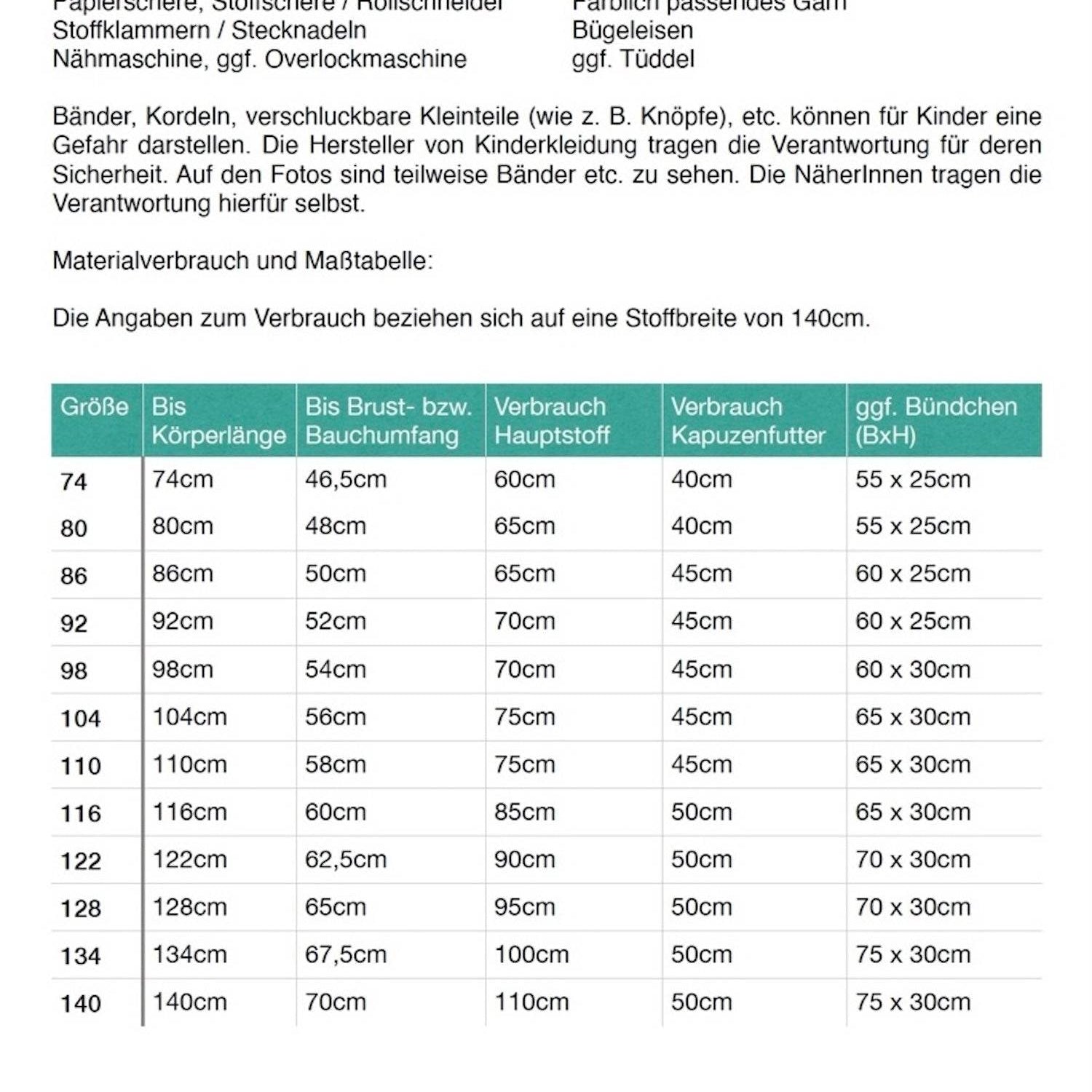Schnittmuster Hoodie Winter-Tadeo Gr. 74-140 - Sewando