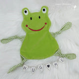 Stickdatei Frosch Kuscheltuch ITH in drei Größen, Baby, Schmusetuch, Kuscheltier, Frosch - Sewando