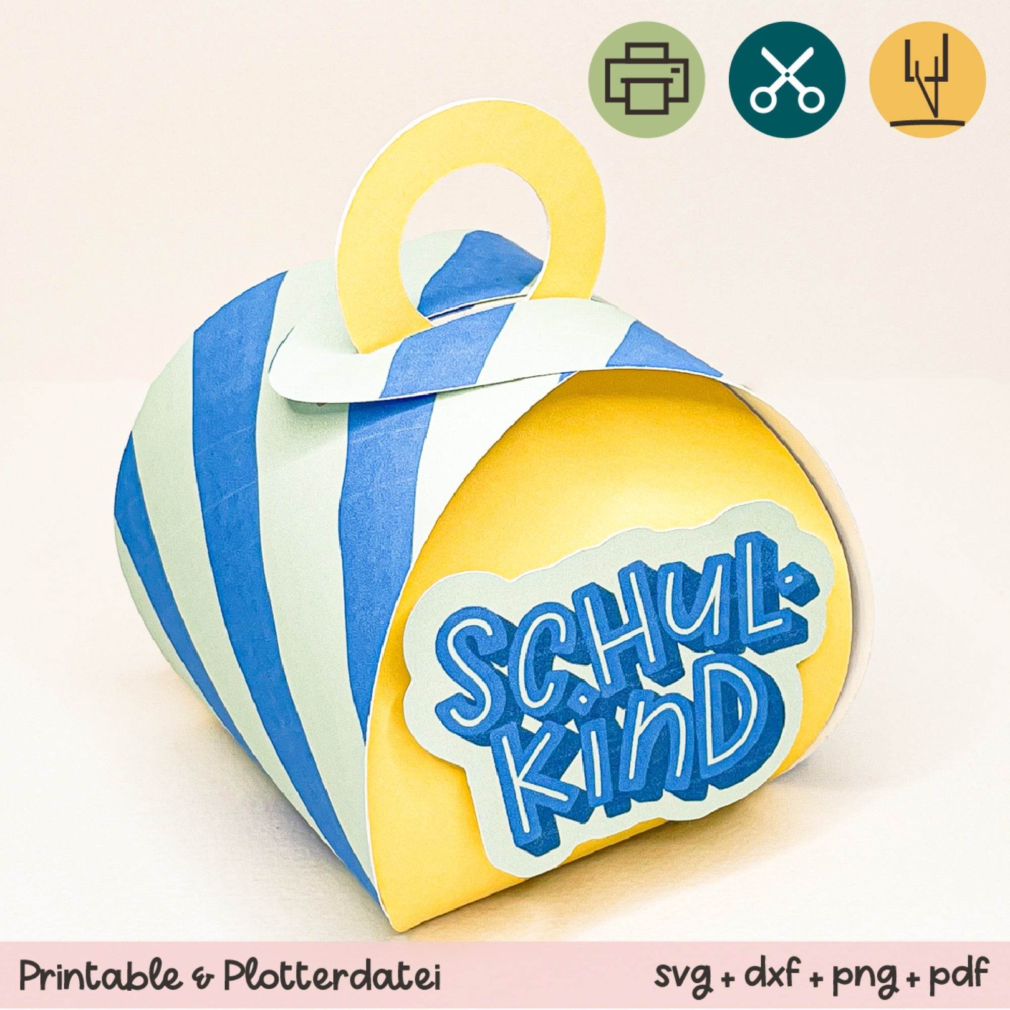 Bunte Geschenkbox Schulkind - Printable (Schere oder Plotter) - Sewando