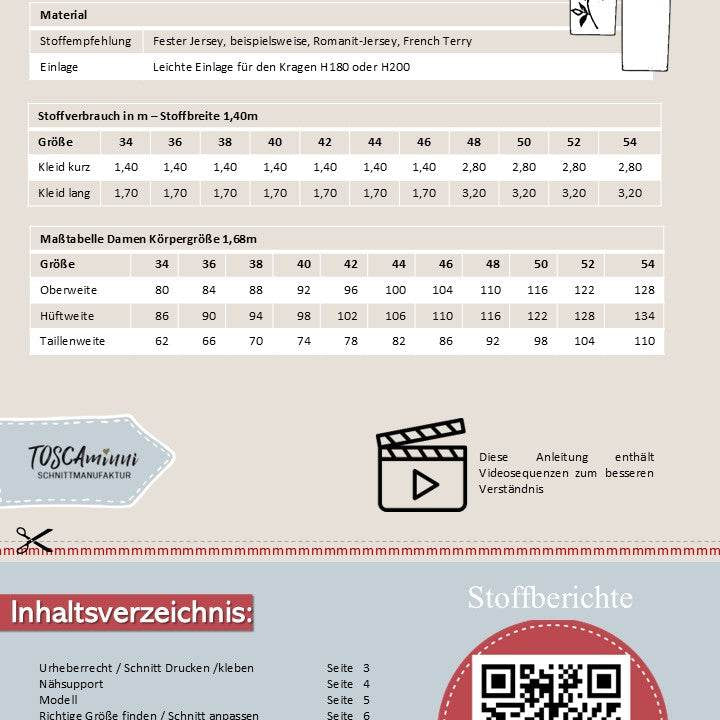 Schnittmuster Kleid Agda Gr. 34-54 | A4- /Großformat-Datei - Sewando