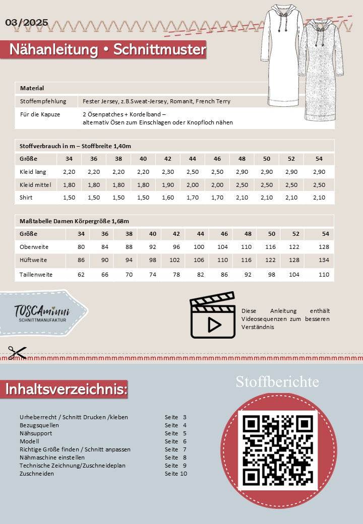 Schnittmuster Damen Kleid Vicky Gr. 34-54 A4 / Großformat - Sewando