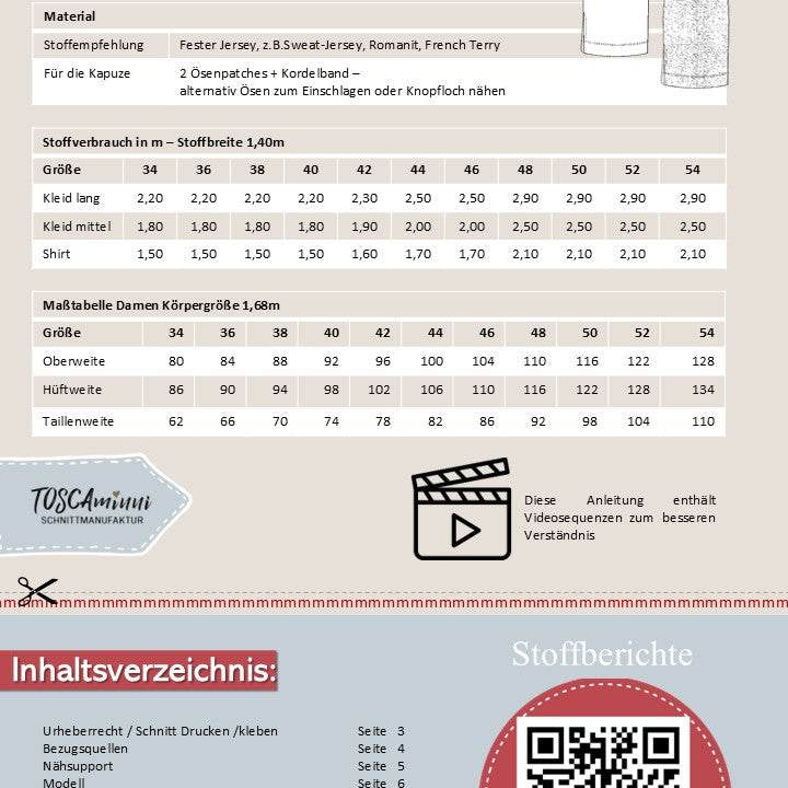 Schnittmuster Damen Kleid Vicky Gr. 34-54 A4 / Großformat - Sewando