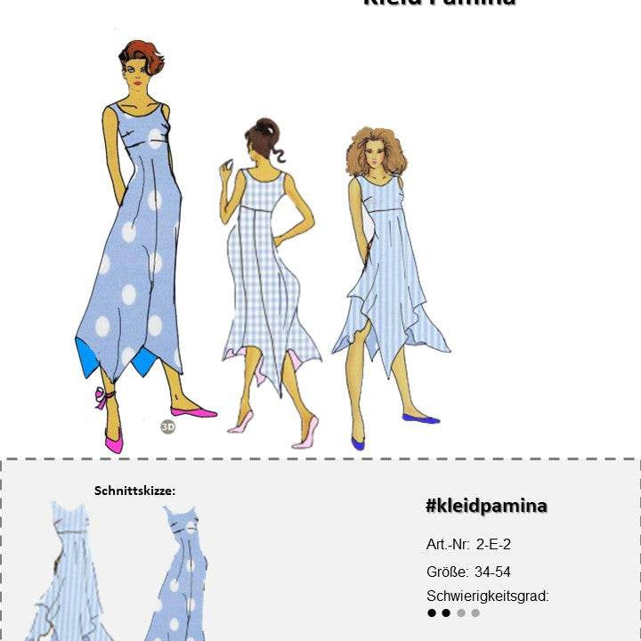 Schnittmuster Jerseykleid Pamina Gr. 34-54 - A4/A0-Datei - Sewando