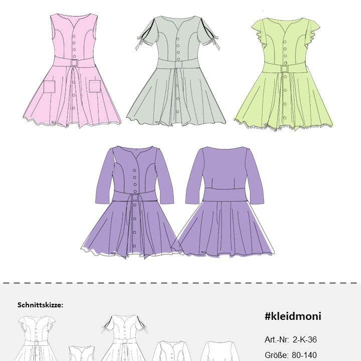 Schnittmuster Kinder Kleid Moni | kurzarm | Flügelärmel | - Sewando