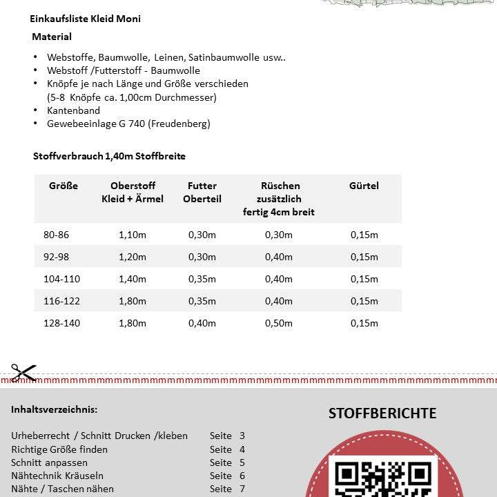 Schnittmuster Kinder Kleid Moni | kurzarm | Flügelärmel | - Sewando