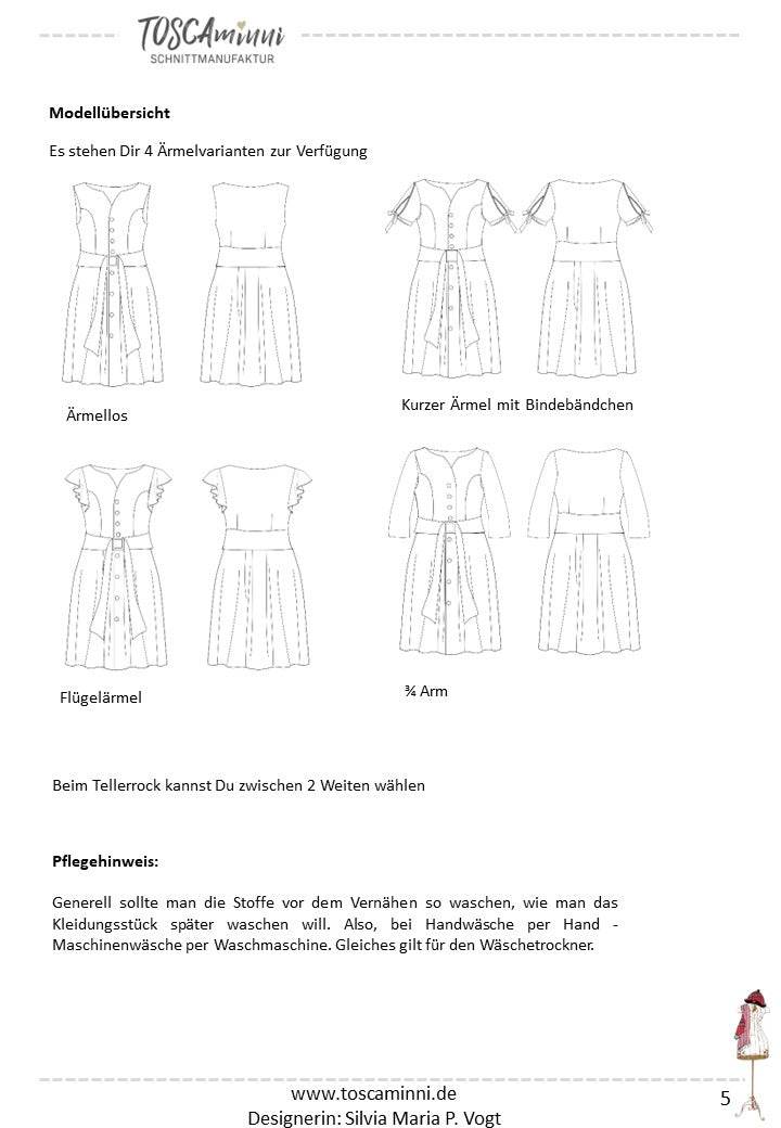 Schnittmuster Damen Kleid Monika Gr. 34-54 A4-/Großformat-Datei - Sewando