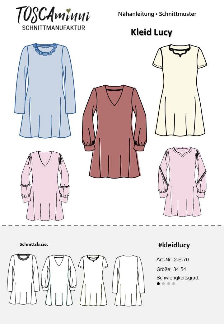 Schnittmuster Damen Kleid Lucy Gr. 34-54 | A-Linie - Sewando