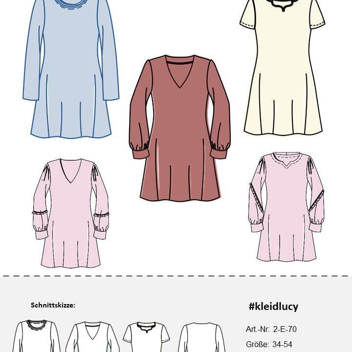Schnittmuster Damen Kleid Lucy Gr. 34-54 | A-Linie - Sewando