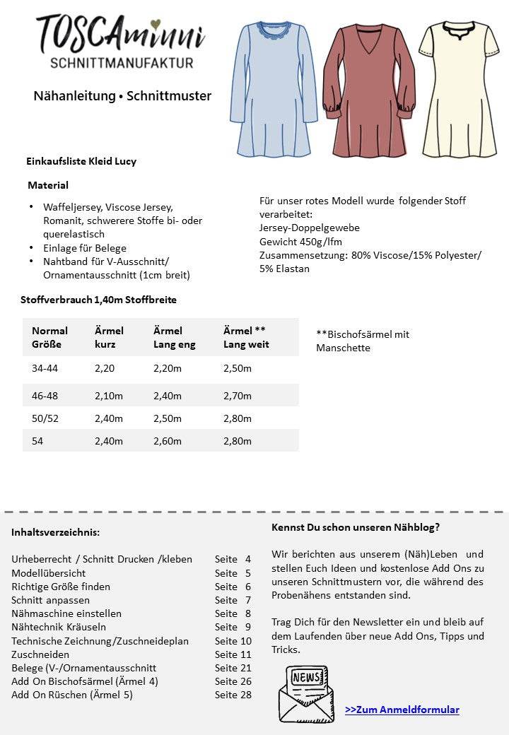 Schnittmuster Damen Kleid Lucy Gr. 34-54 | A-Linie - Sewando