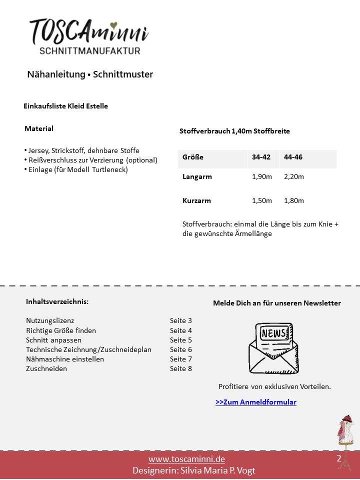 Schnittmuster Damen Kleid Estelle Gr. 34-46 - Sewando