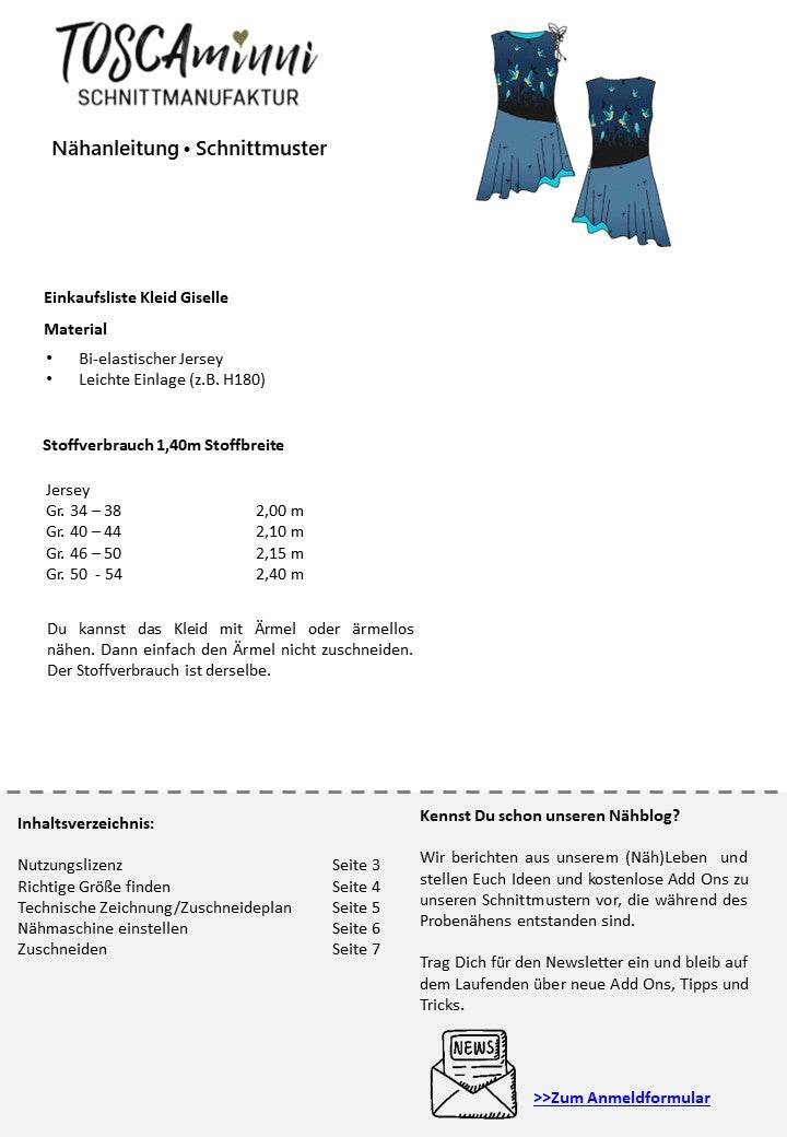 Schnittmuster Damenkleid Giselle Gr. 34-54 - Schnittmuster - A0-/Großformat-Datei - Sewando