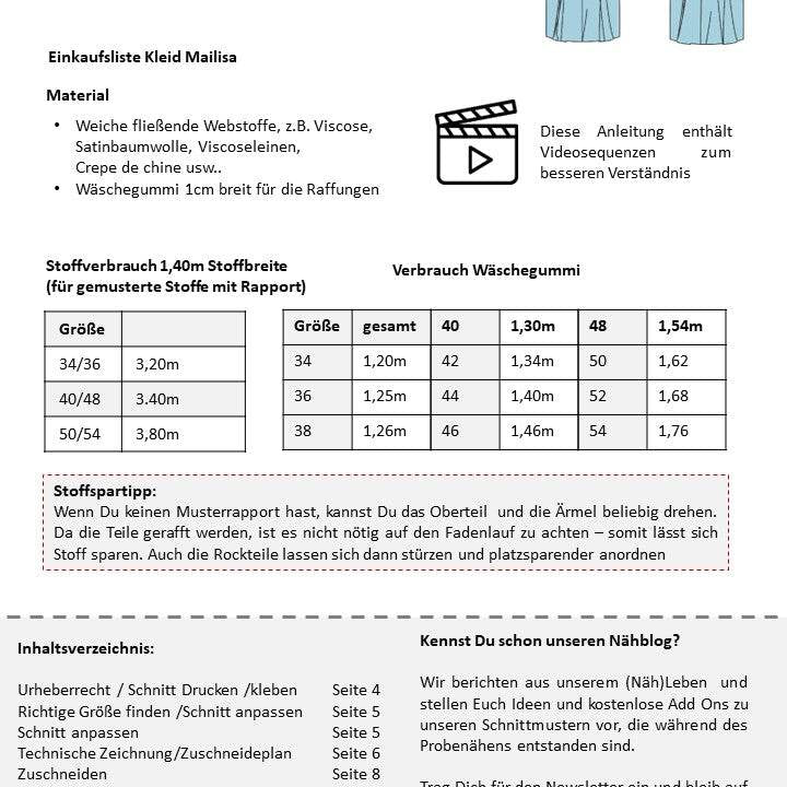 Schnittmuster Damen Kleid Mailisa Gr. 34-54 - A4-/Großformat-Datei - Sewando