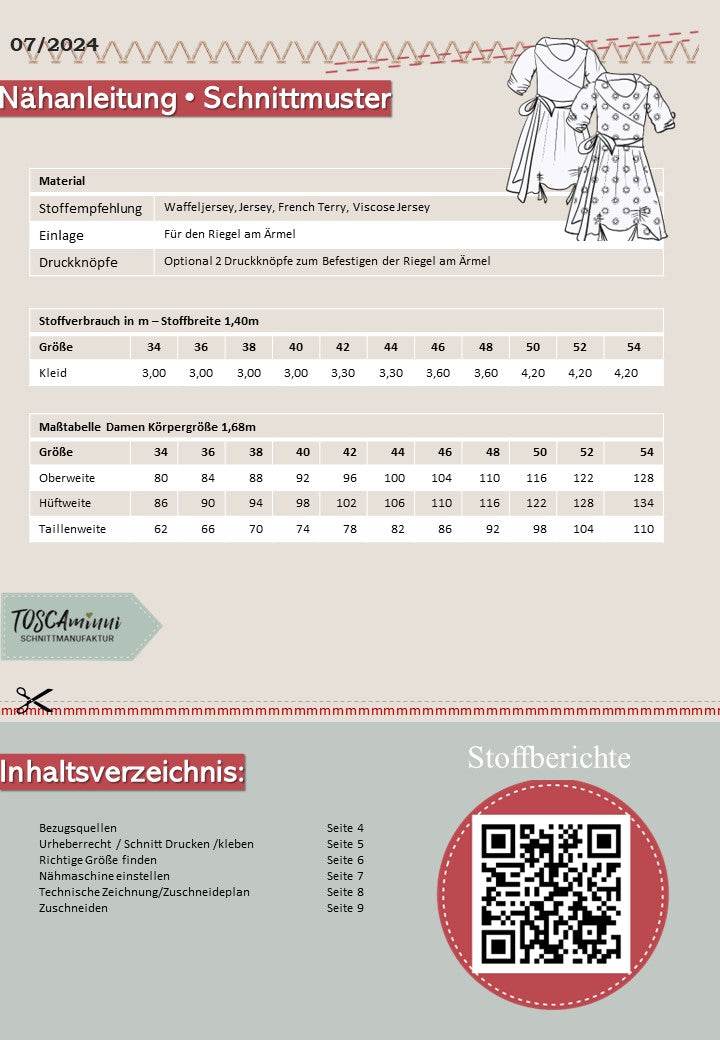 Schnittmuster Damen Kleid Anastasia Gr. 34-54 - Sewando