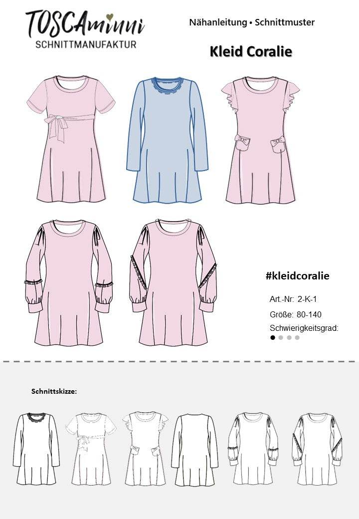 Schnittmuster Kinder Kleid Coralie Gr. 80-140 - Sewando