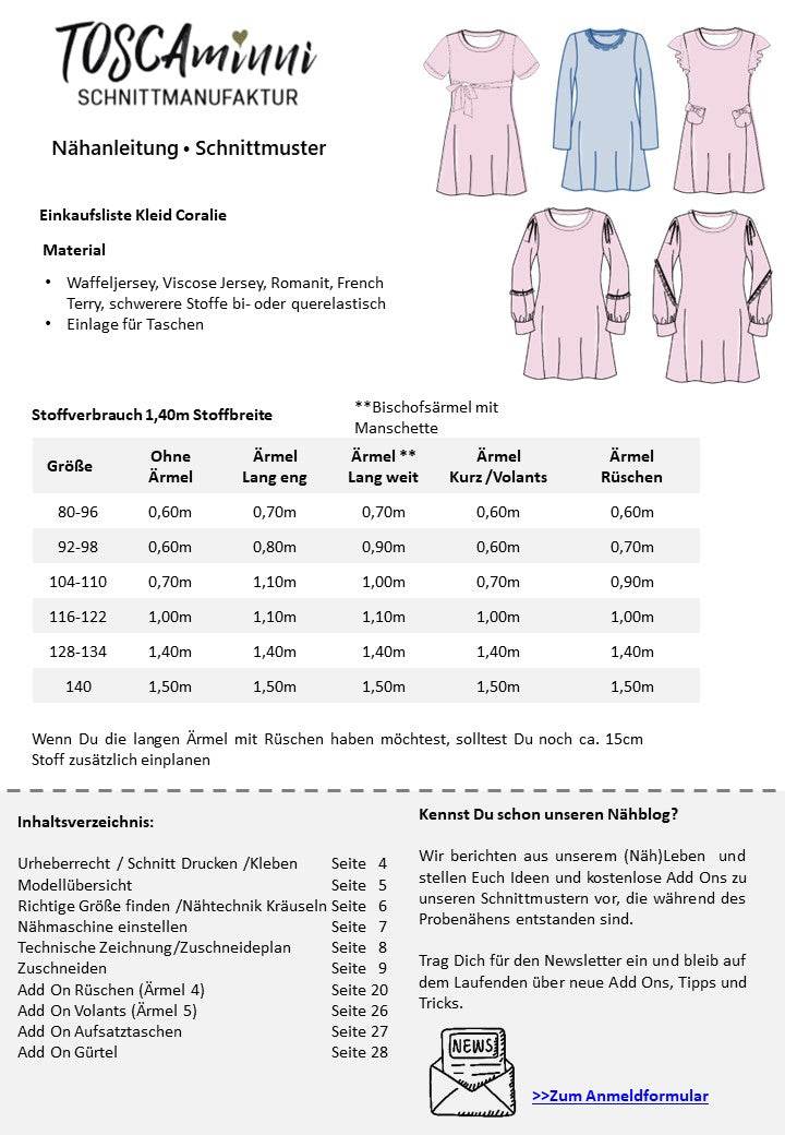 Schnittmuster Kinder Kleid Coralie Gr. 80-140 - Sewando