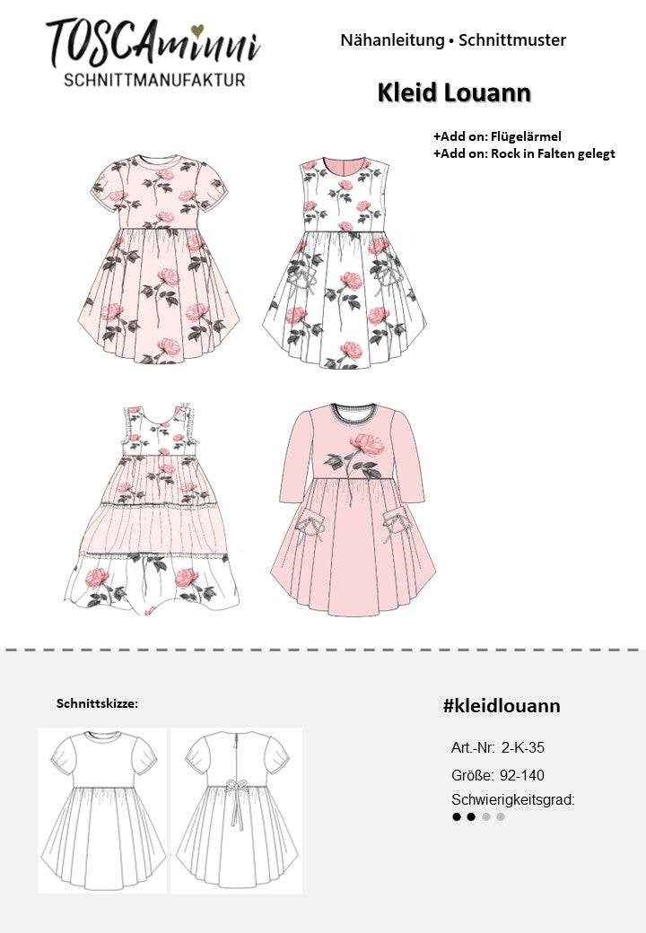 Schnittmuster Kinderkleid Louann Gr. 98-140 - Sewando