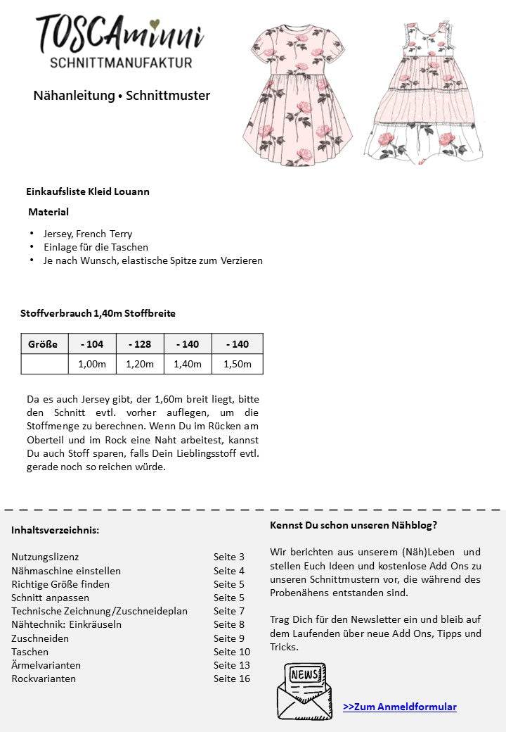 Schnittmuster Kinderkleid Louann Gr. 98-140 - Sewando
