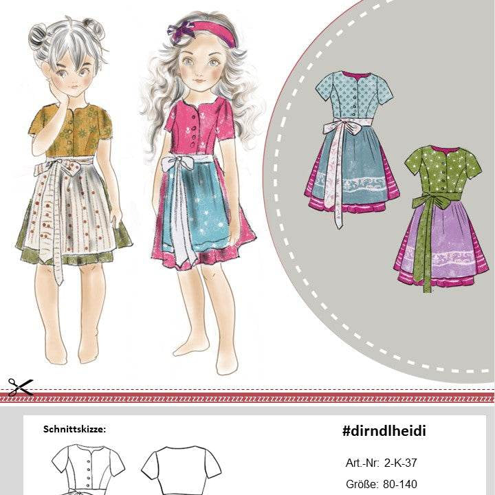 Schnittmuster Kinderdirndl Heidi Gr. 80 -140 Beamerdatei - Sewando