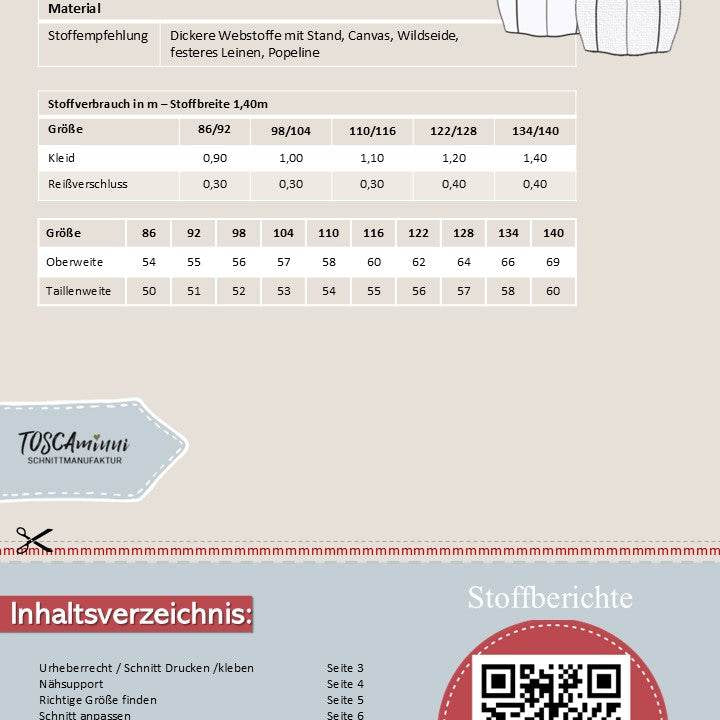 Schnittmuster Kinderkleid Sibilla Gr. 86-140 - Sewando