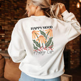 Plotterdatei Boho „Happy Mood – Happy Life“ – Retro Blumen, Feelgood Shirt Design - Sewando