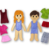 Stickdatei Anziehpuppe Mädchen und Junge auf Filz in drei Größen mit Kleidung – für 10x10 & 13x18 (4x4, 5x7), Beschäftigung, Puppe, spielen