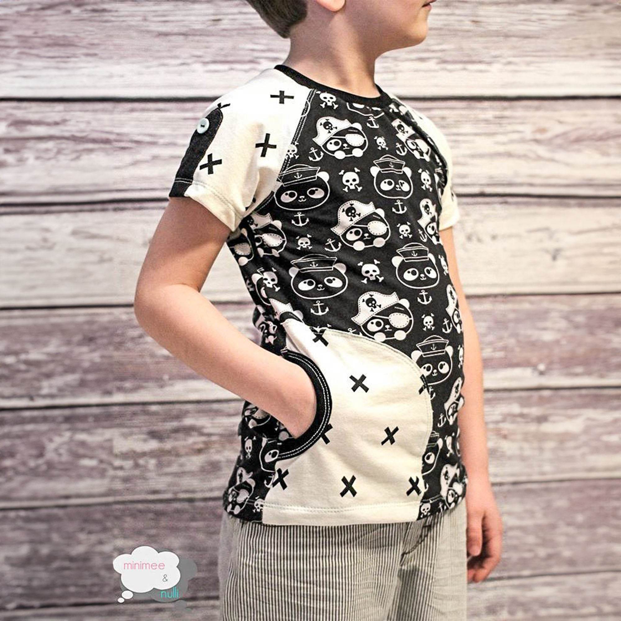 Schnittmuster Pilvi – Raglanshirt mit Tasche Größe 98 – 164 - Sewando
