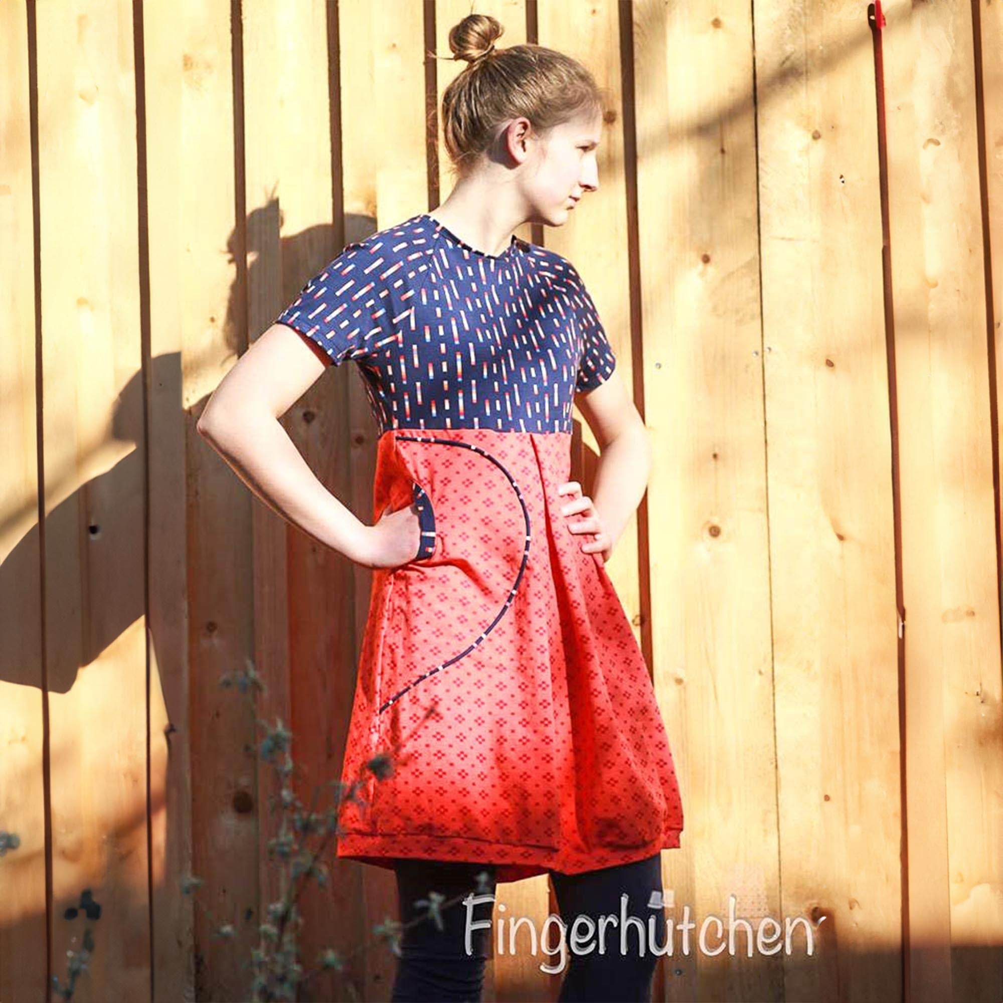Schnittmuster Aurinko - Raglankleid mit Tasche Größe 98 - 164 - Sewando