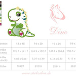 Dino Applikation Stickdatei – der kleine Herzensbrecher für deine Stickmaschine - Sewando