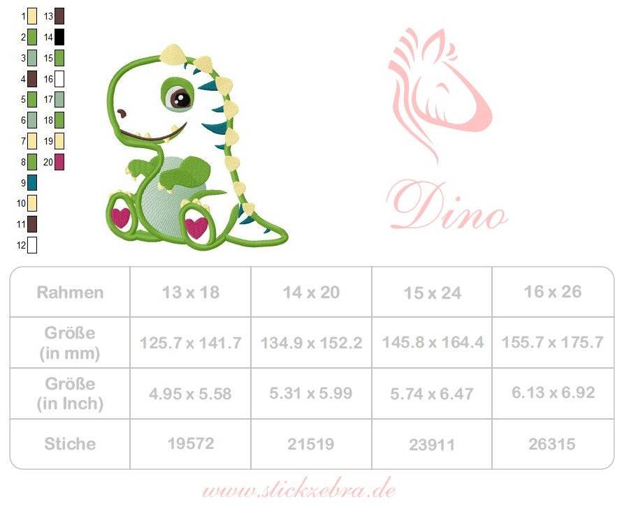 Dino Applikation Stickdatei – der kleine Herzensbrecher für deine Stickmaschine - Sewando
