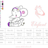 Elefant Applikation Stickdatei, verspieltes Kindermotiv für deine Stickmaschine - Sewando