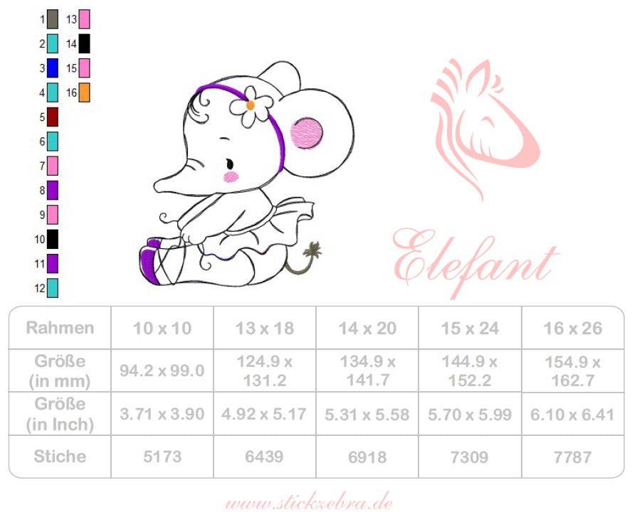 Elefant Applikation Stickdatei, verspieltes Kindermotiv für deine Stickmaschine - Sewando