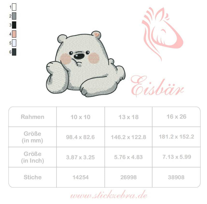 Eisbär Stickdatei, niedliches Kindermotiv für deine Stickmaschine - Sewando