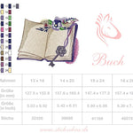 Buch Stickdatei – Florales Motiv mit Schlüssel für Leseknochen & Geschenke - Sewando