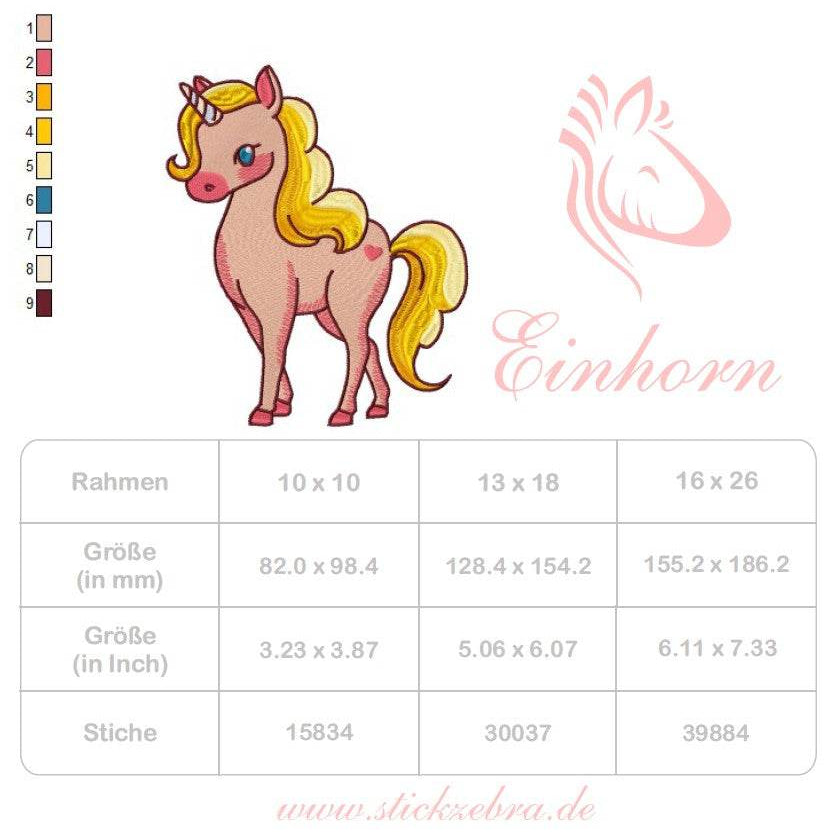 Einhorn Stickdatei, märchenhaftes Kindermotiv für deine Stickmaschine - Sewando