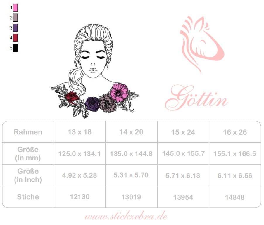 Doodle Frau Stickdatei – stille Anmut mit floraler Eleganz für deine Stickmaschine - Sewando