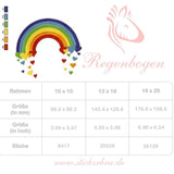 Stickdatei Regenbogen mit Herzen – farbenfrohes Symbol für Liebe & Vielfalt - Sewando