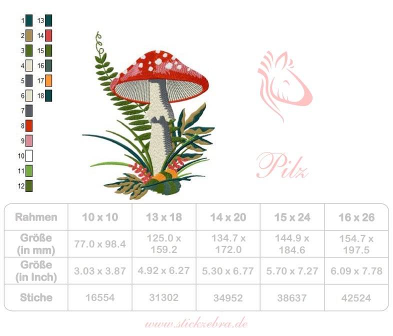 Pilz Stickdatei – herbstliches Motiv für Naturfreunde & Walddeko - Sewando