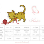 Stickdatei spielende Katze mit Wollknäuel – süßes Motiv für Kinder und Tierfreunde - Sewando