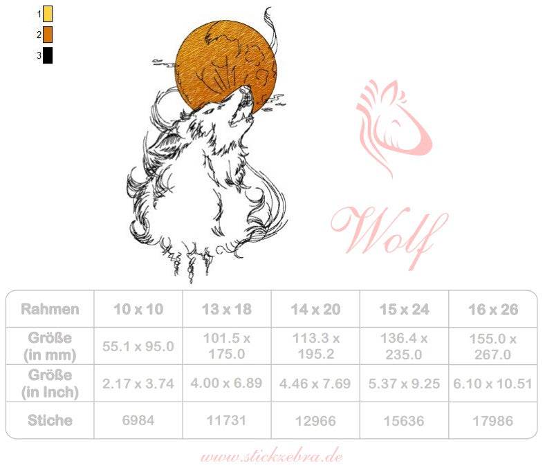 Wolf Stickdatei – kraftvolles Naturmotiv für Kleidung & Dekoration - Sewando