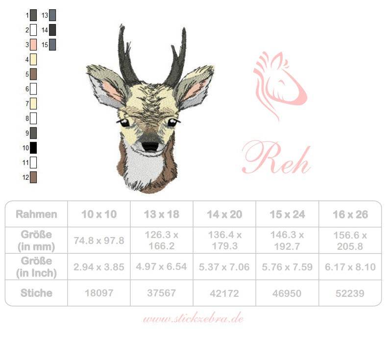 Reh Stickdatei – liebevolles Waldbewohner-Motiv für Kleidung & Geschenke - Sewando
