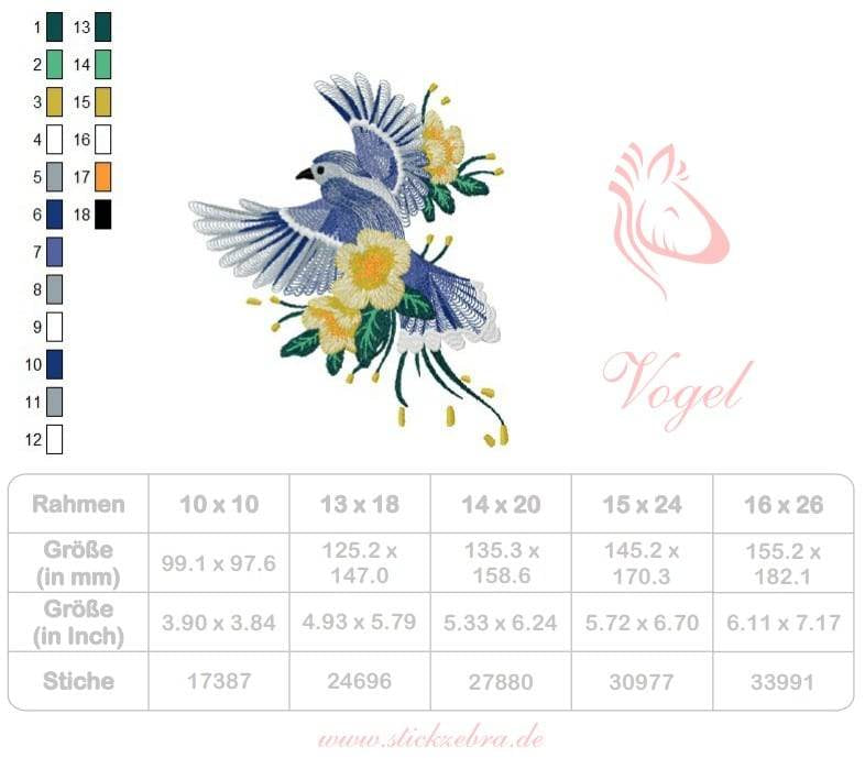 Vogel Stickdatei – elegantes Motiv für Naturfans & kreative Dekoideen - Sewando