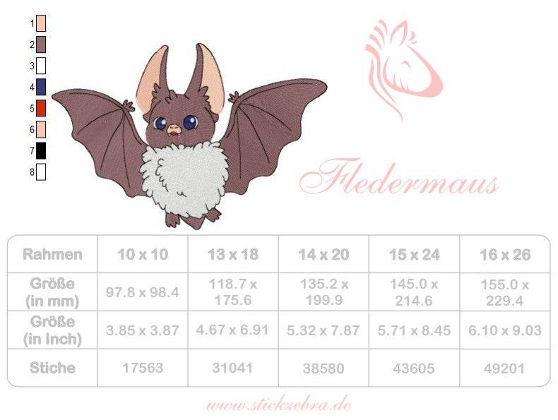 Stickdatei süße Fledermaus mit Kulleraugen – verspieltes Motiv für Herbst & Halloween - Sewando