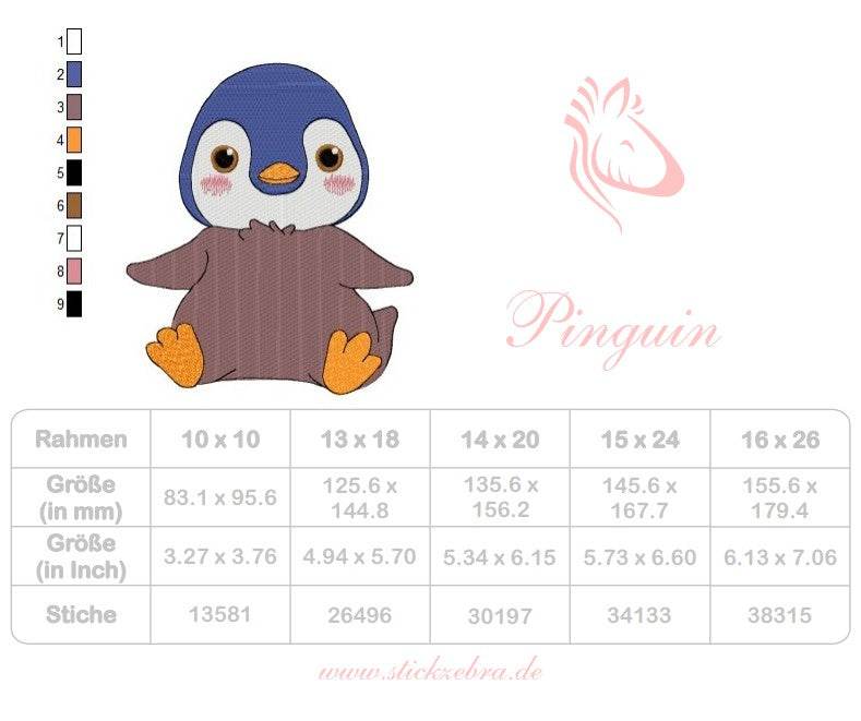 Pinguin Stickdatei – niedliches Wintermotiv für Kinderkleidung & Geschenke - Sewando