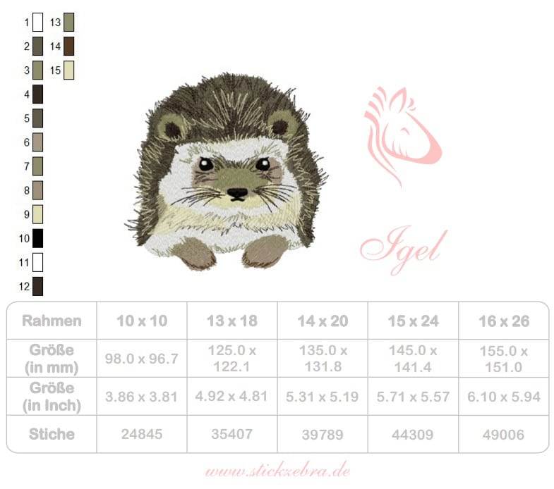 Igel Stickdatei – niedliches Herbstmotiv für Kleidung, Kissen & Geschenke - Sewando