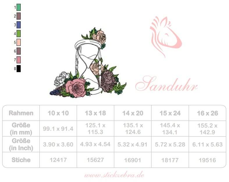 Sanduhr Stickdatei – poetisches Motiv für besondere Projekte & Geschenkideen - Sewando
